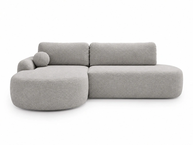 Ecksofa L-Form Links mit Schlaffunktion und Bettkasten Aurio O Grau