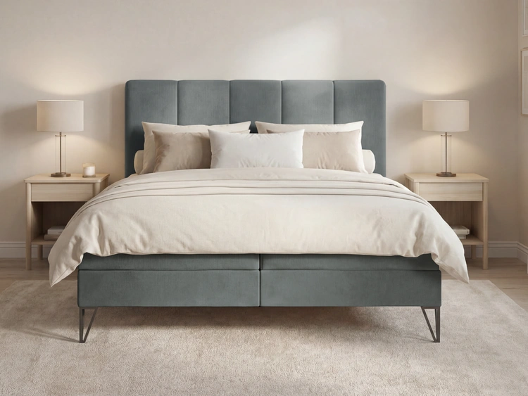 Boxspringbett mit Bettkasten 140x200 Vendi grau
