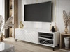 TV-Schrank im Glamour-Stil mit gefrästen Fronten und schwarzen Beinen Vionel Weiß glänzend