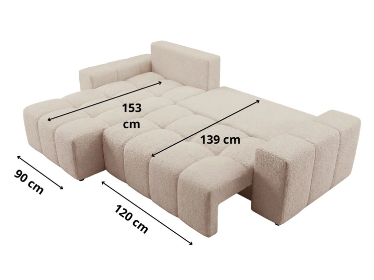 Ecksofa L-Form mit Schlaffunktion und Bettkasten Bresso Beige