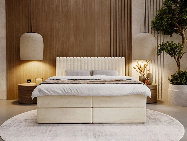 Boxspringbett mit Bettkasten 200x200 Marbella Beige