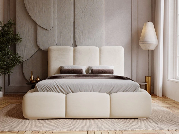 Polsterbett mit Bettkasten und Lattenrost 120x200 Bubble Beige