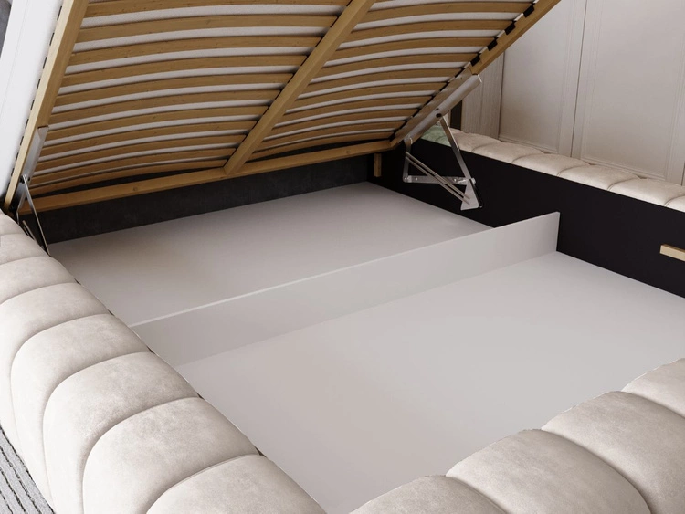 Polsterbett mit Bettkasten und Lattenrost 140x200 Italia Creme