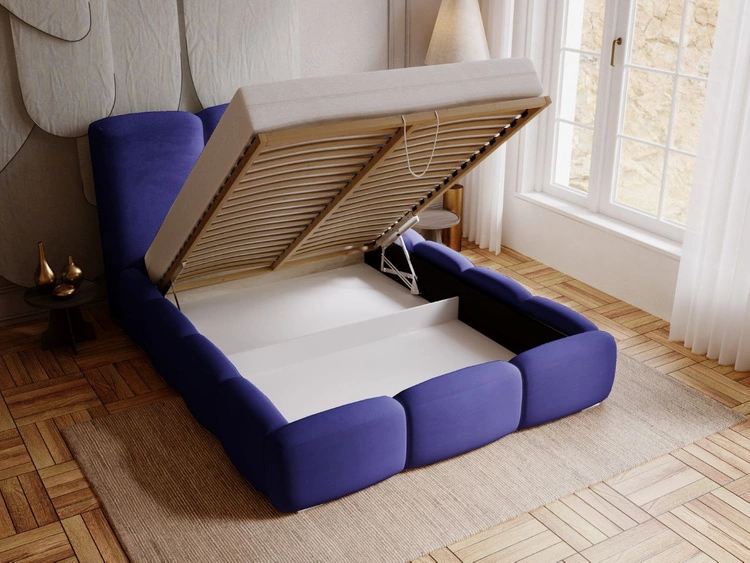 Polsterbett mit Bettkasten und Lattenrost 120x200 Bubble Blau