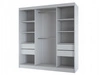 Schiebetürenschrank mit Lamellen und Spiegel 200 cm Lucena Eiche Sonoma, Schwarz