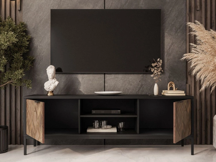 TV-Lowboard mit Türen Tavio Schwarz
