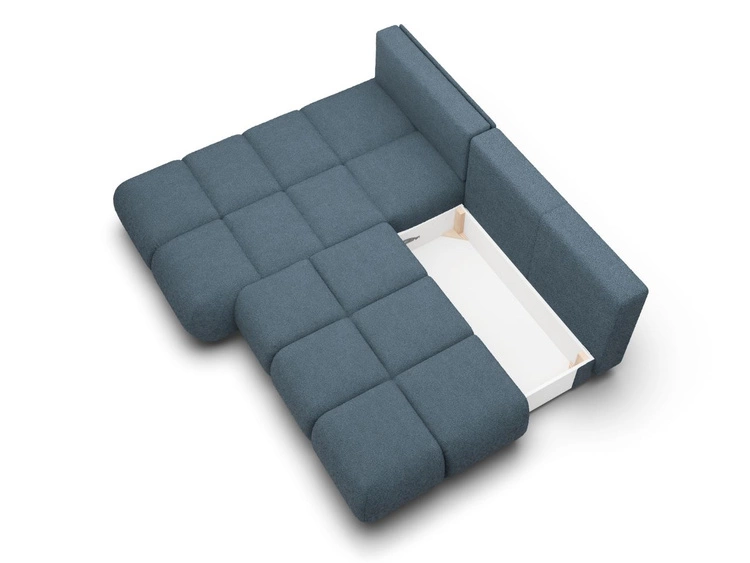 Ecksofa mit Schlaffunktion und Bettkasten Links Milet Dunkelblau