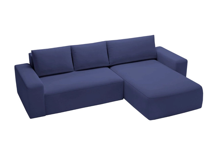 Ecksofa L-Form Rechts mit Schlaffunktion und Bettkasten Tazones Dunkelblau