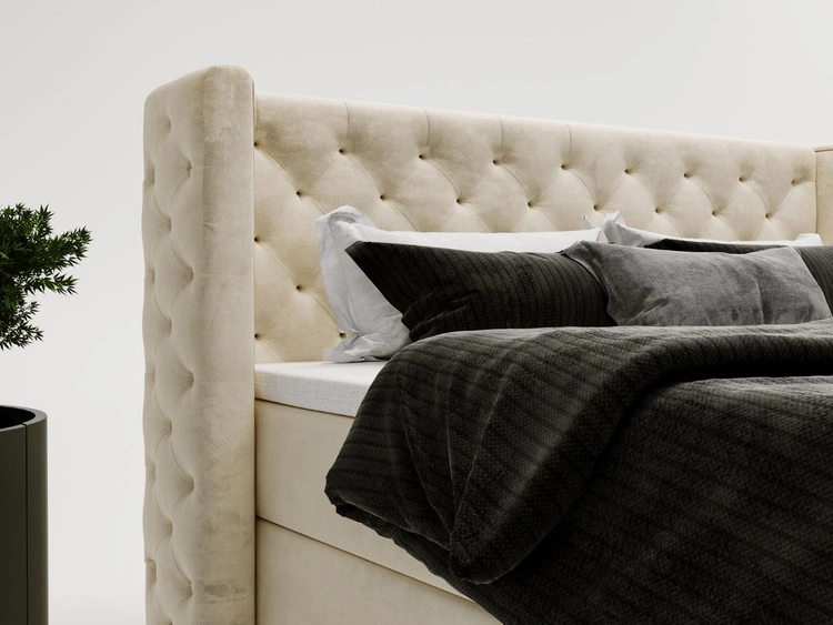 Boxspringbett mit Bettkasten 180x200 Lion Creme