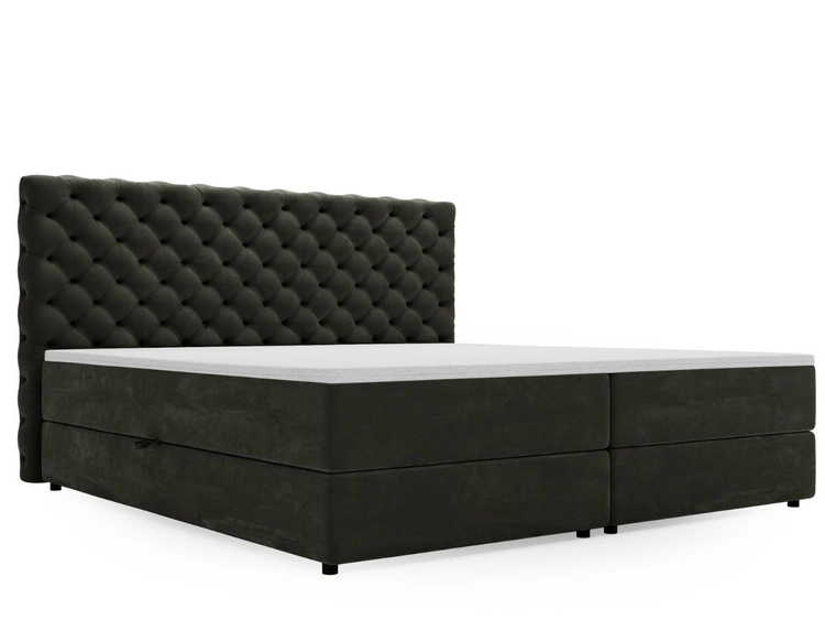 Boxspringbett mit Bettkasten 200x200 Bergamo Dunkelgrau