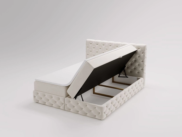 Boxspringbett mit Bettkasten 140x200 Canolo Creme