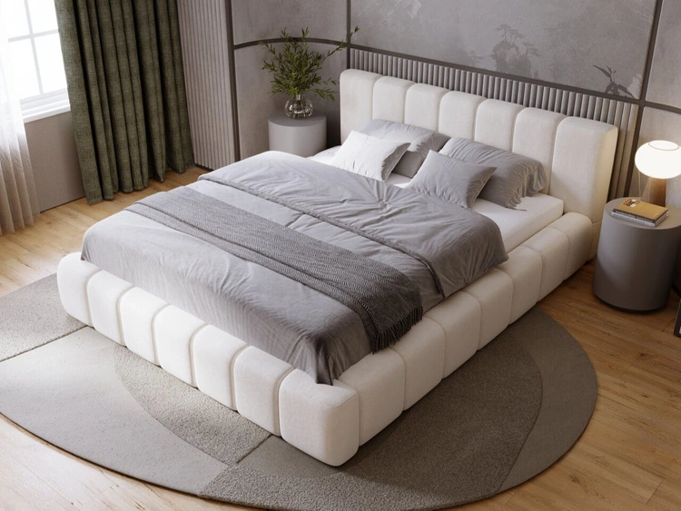 Polsterbett mit Bettkasten und Lattenrost 140x200 Orio Beige