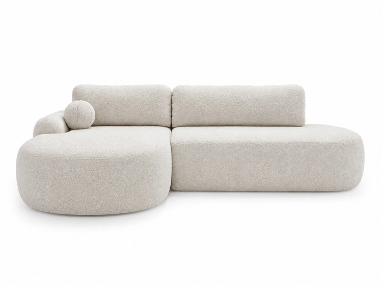 Ecksofa L-Form Links mit Schlaffunktion und Bettkasten Aurio O Weiß
