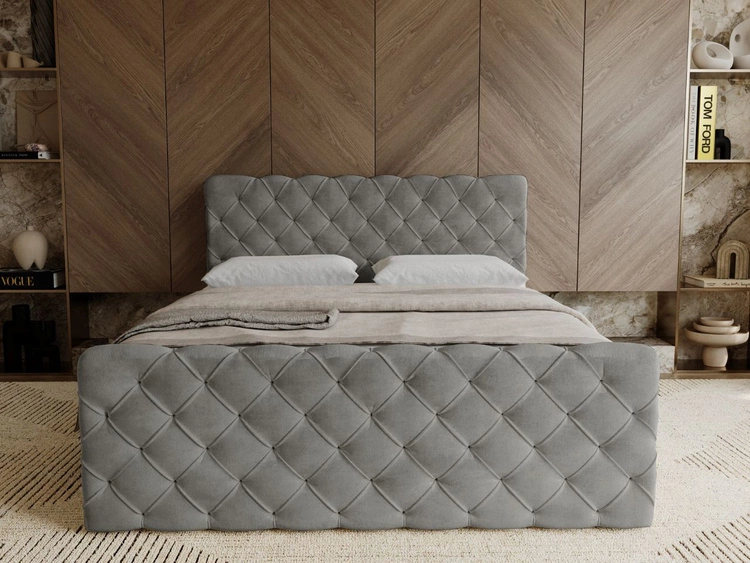 Boxspringbett mit Bettkasten 140x200 Lunaris Grau
