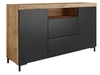Wohnzimmer-Set – TV-Schrank und Kommode auf schwarzen Füßen Asumi Schwarz und Eiche Wotan