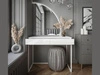 Kosmetiktisch rechtsseitig mit Schubladen und LED-Beleuchtung auf weißen Beinen Clarette Weiß Hochglanz 