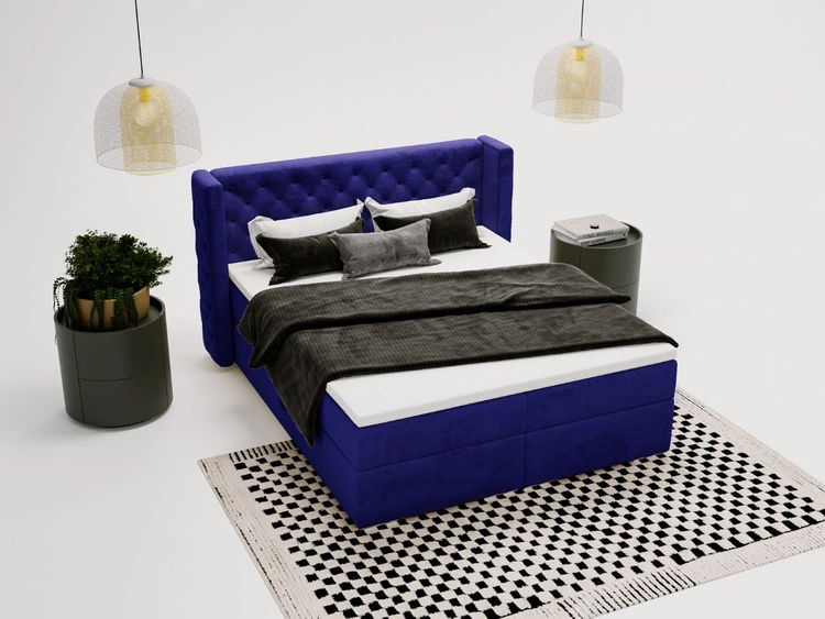 Boxspringbett mit Bettkasten 180x200 Lion Dunkelblau