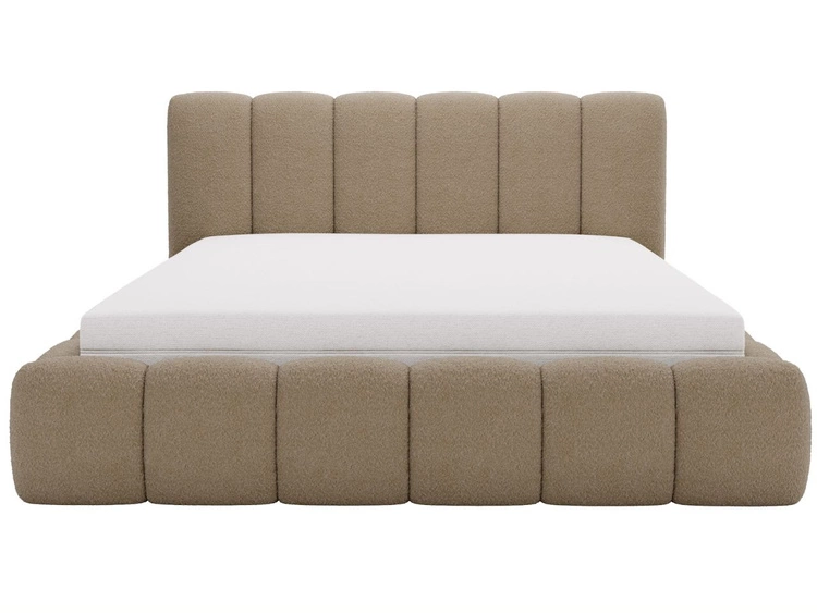 Polsterbett mit Bettkasten und Lattenrost 140x200 Cloud Bouclé-Stoff Braun