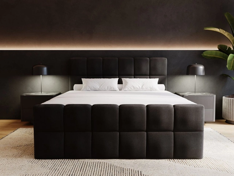 Boxspringbett mit Bettkasten 200x200 Alicante Schwarz