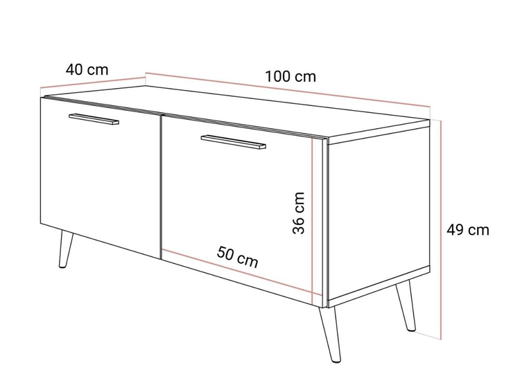 TV-Lowboard mit Türen, Griffen und LED-Beleuchtung auf Silbernen Metallbeinen 100 cm Noaé Kaschmir