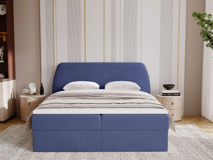Boxspringbett mit Bettkasten 140x200 Bogota Dunkelblau