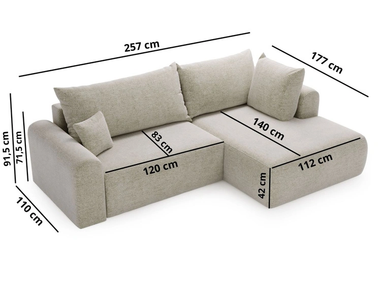 Ecksofa L-Form mit Schlaffunktion und Bettkasten Savana Bis Braun