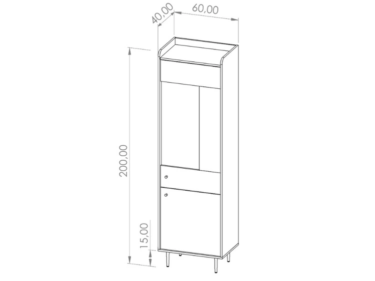 Vitrinenschrank 60 cm Vasa Braun