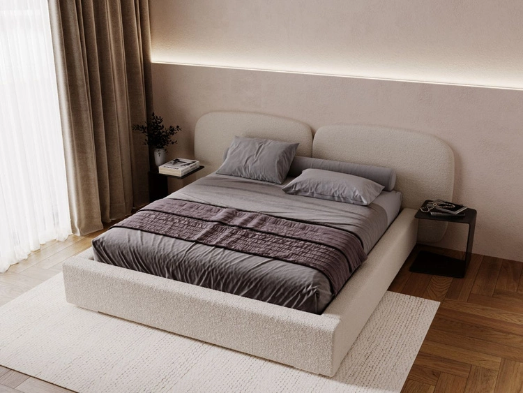 Polsterbett mit Bettkasten und Lattenrost 200x200 Palermo Beige