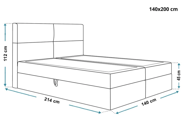 Boxspringbett mit Bettkasten 140x200 Hera Grün