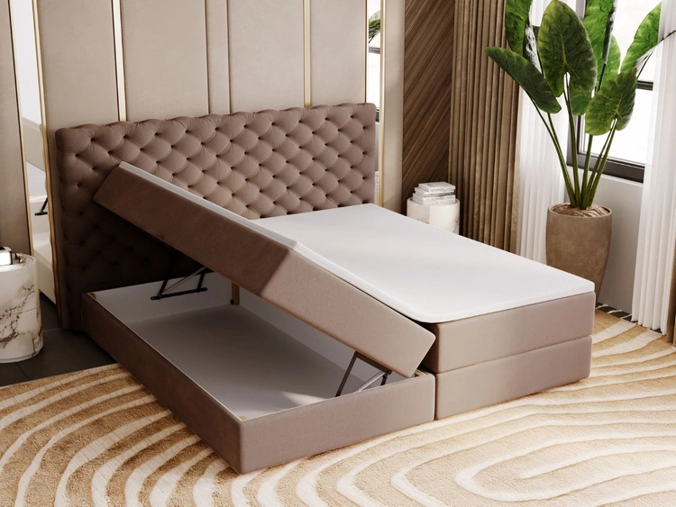 Boxspringbett mit Bettkasten 180x200 Bergamo Braun