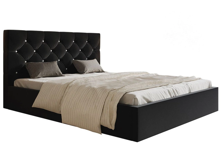 Polsterbett mit Bettkasten und Lattenrost 180x200 Selva Schwarz
