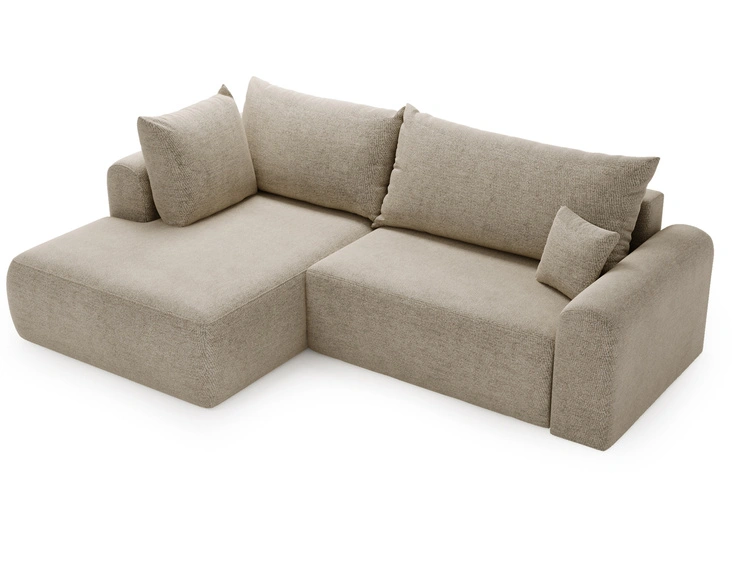 Ecksofa L-Form mit Schlaffunktion und Bettkasten Savana Bis Beige