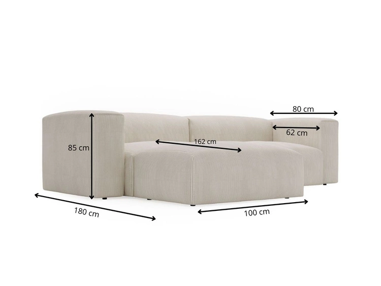 Ecksofa L-Form Rechts Moderne Cord Ecksofa Landi Dunkelgrau