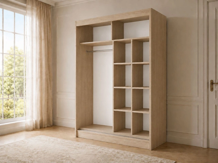 Schiebetürenschrank 150 cm mit Spiegel und LED-Beleuchtung Luzio Eiche Sonoma