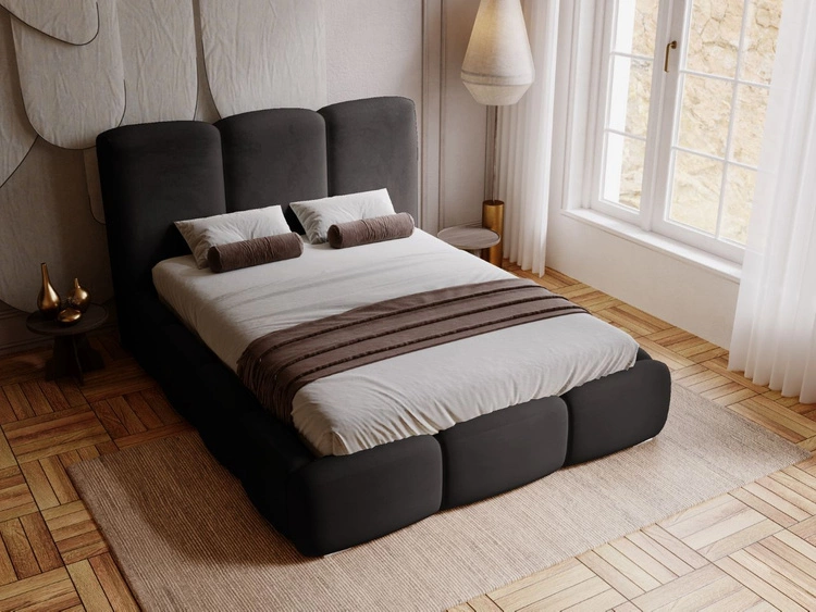 Polsterbett mit Bettkasten und Lattenrost 120x200 Bubble Schwarz