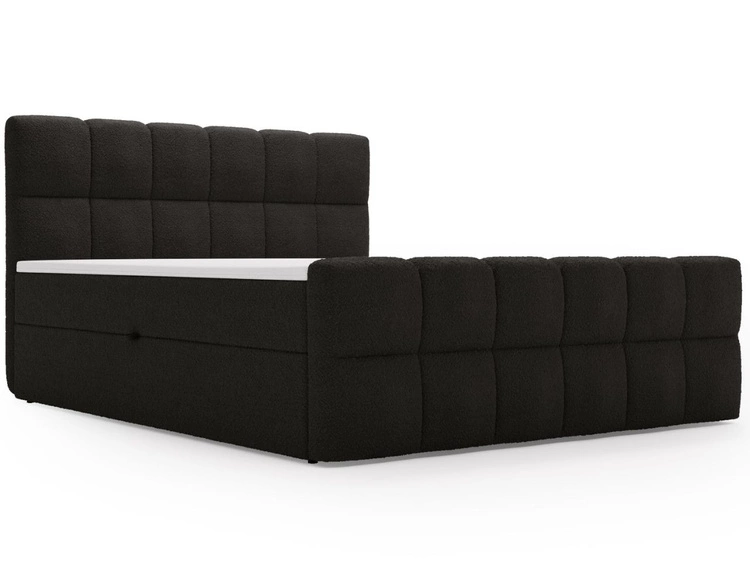 Boxspringbett mit Bettkasten 180x200 Bouclé-Stoff Alicante Schwarz