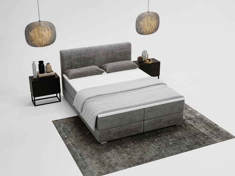 Boxspringbett mit Bettkasten 160x200 Forte Grau