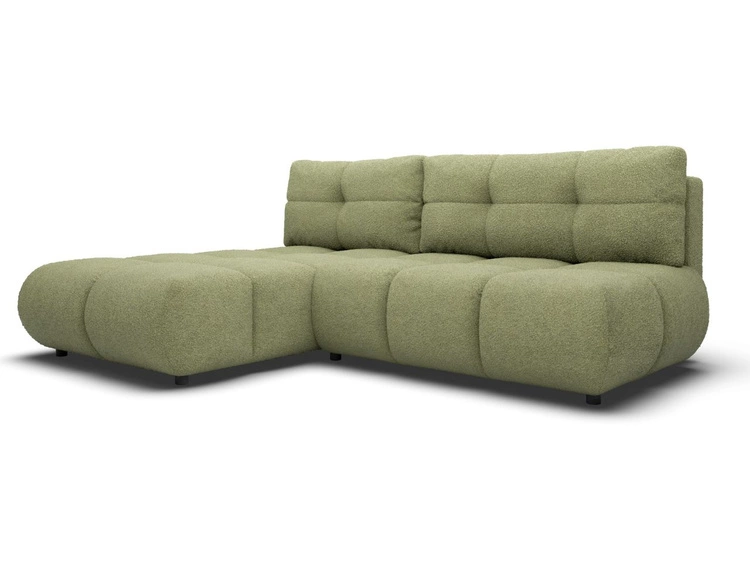 Ecksofa mit Schlaffunktion und Bettkasten Links Milet Grün