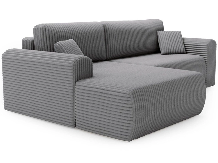 Ecksofa mit Schlaffunktion und Bettkasten Belvio links Dunkelgrau