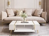 Wohnzimmer-Set mit goldenen Metallbeinen im Glamour-Stil Lunelie Weiß Hochglanz