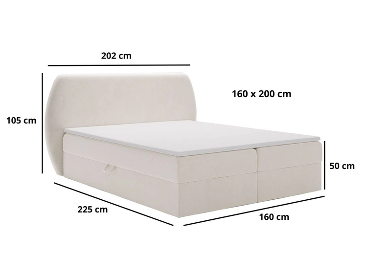 Boxspringbett mit Bettkasten 160x200 Bogota Hellgrau