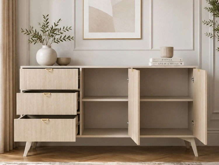 Kommode mit Türen und Schubladen Modena Beige