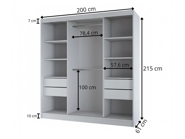 Schiebetürenschrank mit Spiegel 200 cm Vello Eiche Sonoma