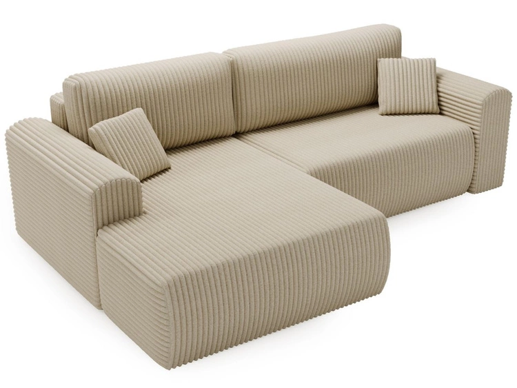 Ecksofa mit Schlaffunktion und Bettkasten Belvio links Beige