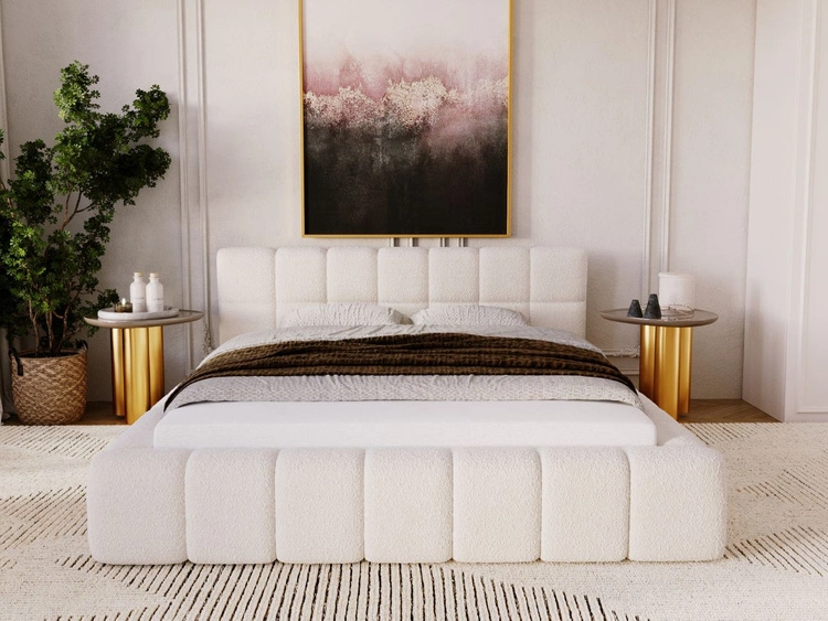 Polsterbett mit Bettkasten und Lattenrost 160x200 Alicante Boucle Beige