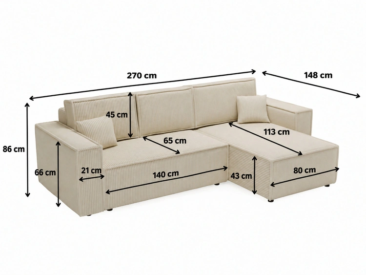 Ecksofa L-Form mit Schlaffunktion und Bettkasten Prato XL Braun