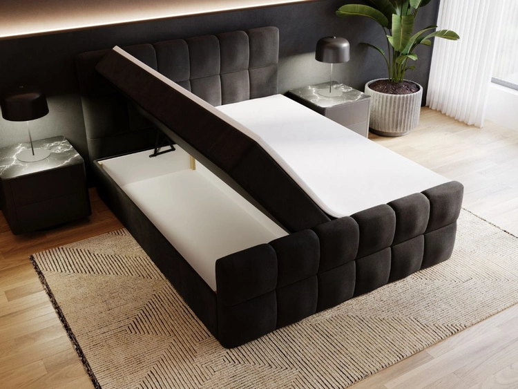 Boxspringbett mit Bettkasten 200x200 Alicante Schwarz