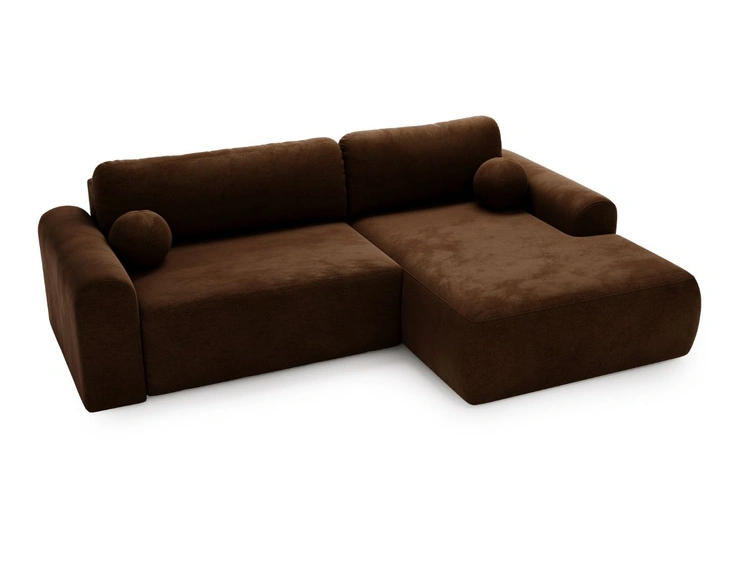 Ecksofa L-Form mit Schlaffunktion und Bettkasten Savana Rechts Braun