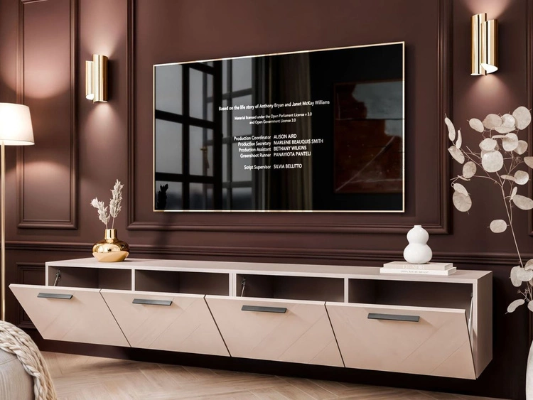 Hängeschrank mit Türen und LED-Beleuchtung 200 cm Noaé Kaschmir