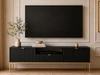 TV-Lowboard mit Schublade und Türen Amber Schwarz, Gold Frame